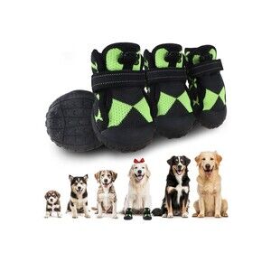 Furmate Dog Boots Waterproof Anti Slip Paw Protectors Size 3 23-33lbs Green NEW